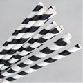 STRAW PAPER COCKTAIL BLACK WHITE  135 X 6 MM